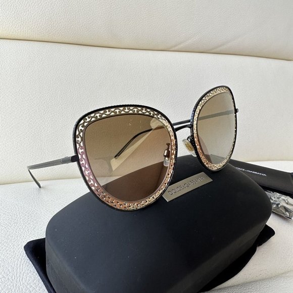 DOLCE & GABBANA D&G Sonnenbrille DG 2225 1311 6E 52-26 145 Black Gold Metal Grid main image 13